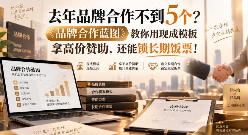 去年品牌合作不到5个？《品牌合作蓝图》教你用现成模板拿高价赞助，还能锁长期饭票！【原创双语字幕】