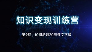 王通知识变现训练营第  9 10期【完结】