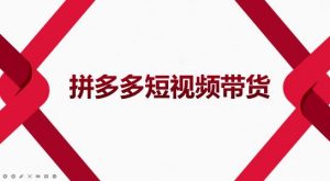 2022风口红利期拼多多短视频带货