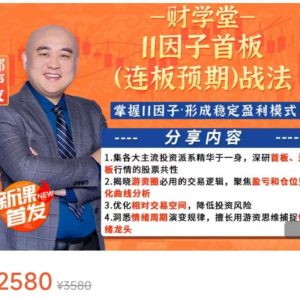 2025郑声友11因子首板（连板预期战法）视频课程(高阶课+小班课+指标)