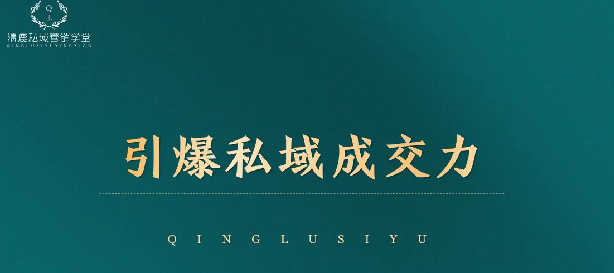 引爆私域成交力系统课，打通底层逻辑，5步3力做高质量私域