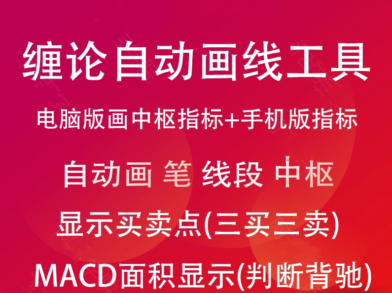 缠论指标 电脑版+手机版（MACD面积顶底背离自动画笔自动画线划线画中枢）