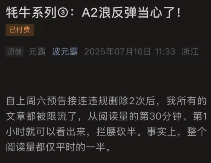 波元霸250716付费文 牦牛系列3：A2浪反弹当心了